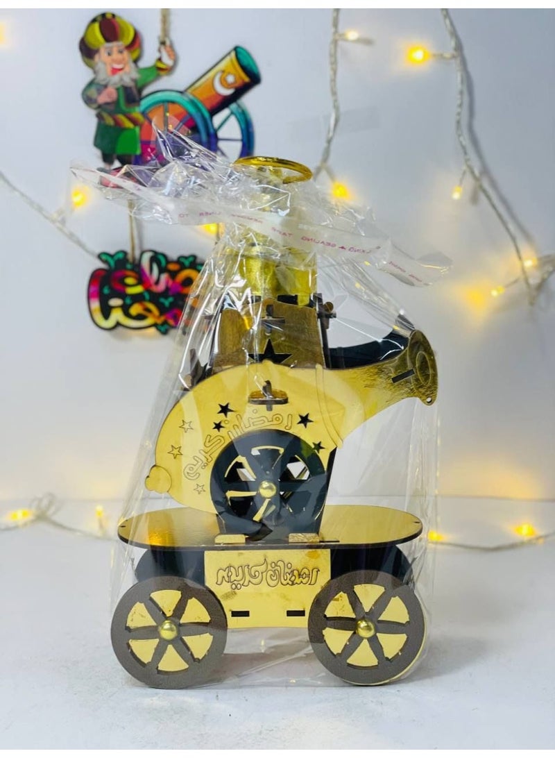 Ramadan cannon lantern that lights up and plays Ramadan songs. Golden size: 16*27 cm - Image 2